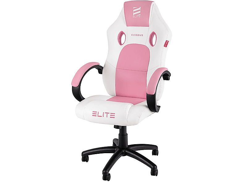 ELITE EXODUS, Memory-Schaum, extra hohe Stuhl, Gaming MG100 Weiß/Pink Rückenlehne, Armpolster, Wippmechanik