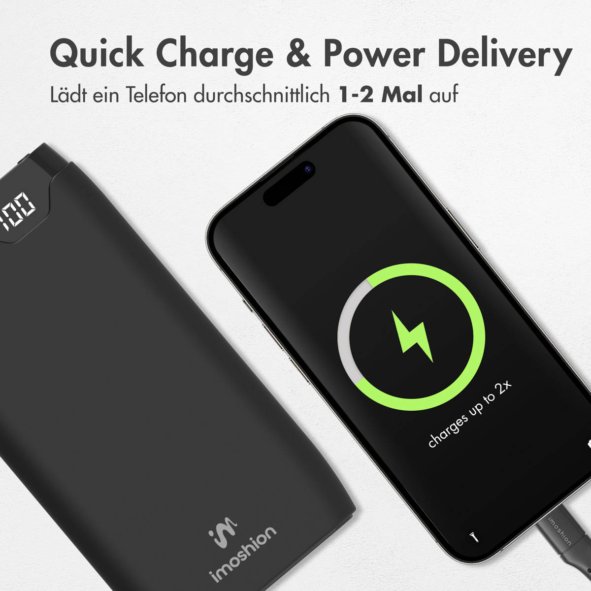 Delivery Schwarz 10000 Charge IMOSHION Power Powerbank mAh & Quick