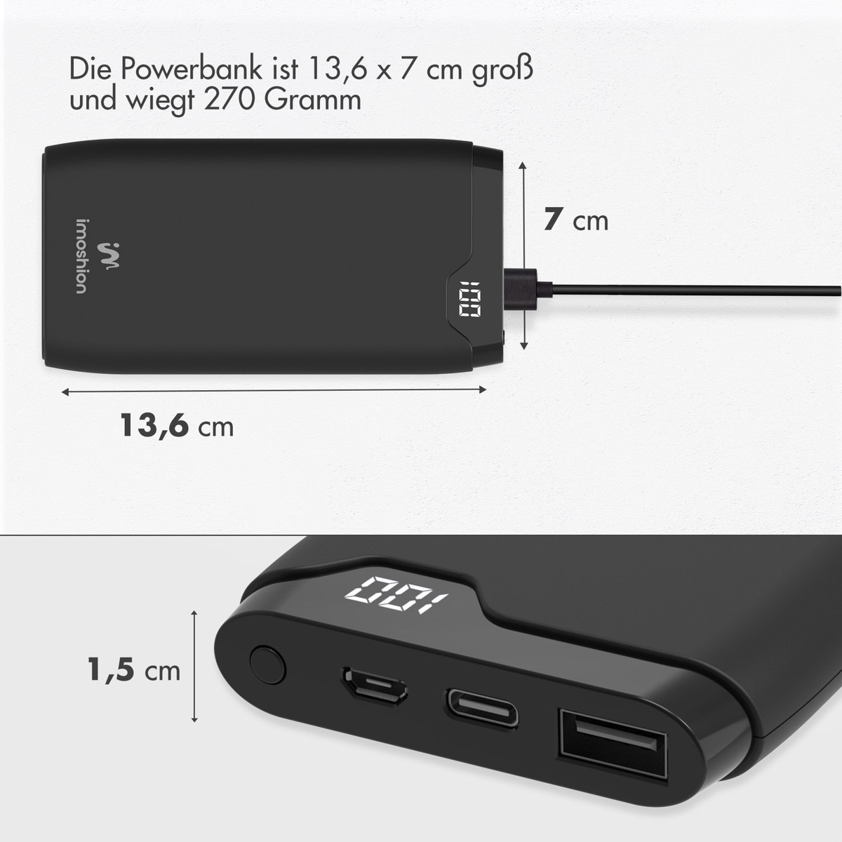Powerbank IMOSHION Charge Quick mAh 10000 & Power Delivery Schwarz