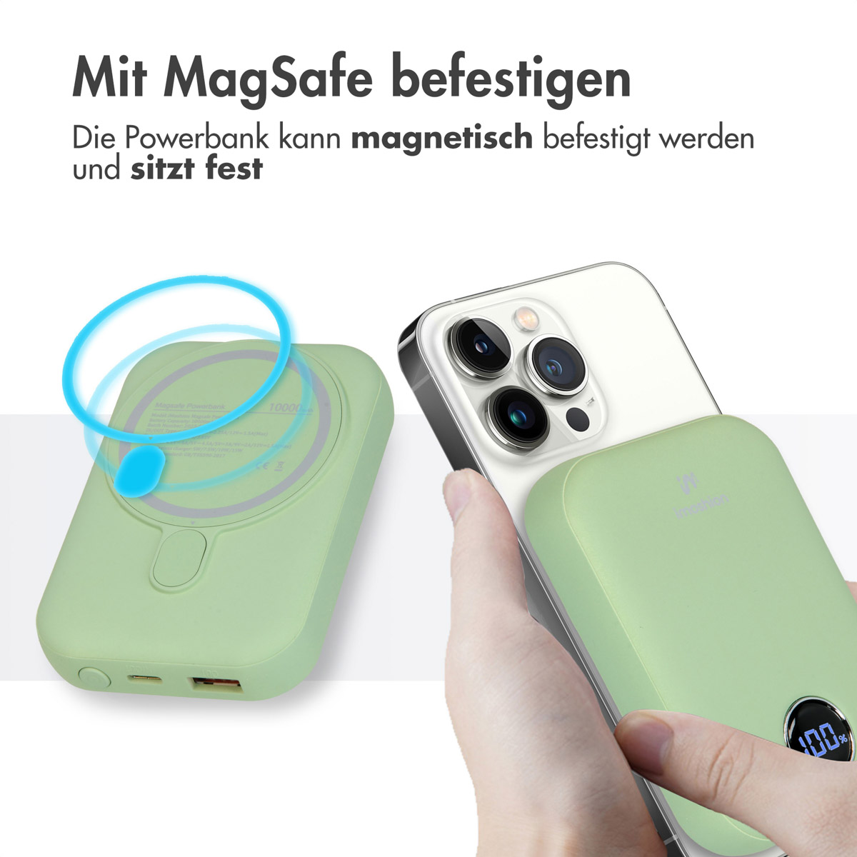 IMOSHION Power Delivery Quick & Charge Powerbank mAh Mintgrün MagSafe 10000