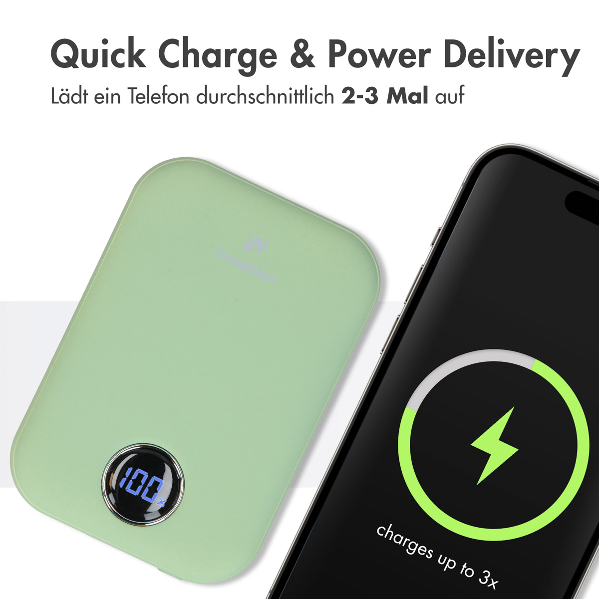mAh Charge Power Powerbank Mintgrün 10000 IMOSHION & Delivery Quick MagSafe