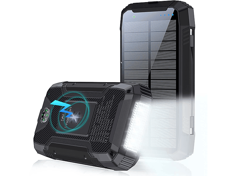Charge Powerbank Schwarz & mAh Solar Power 30000 Delivery IMOSHION Quick