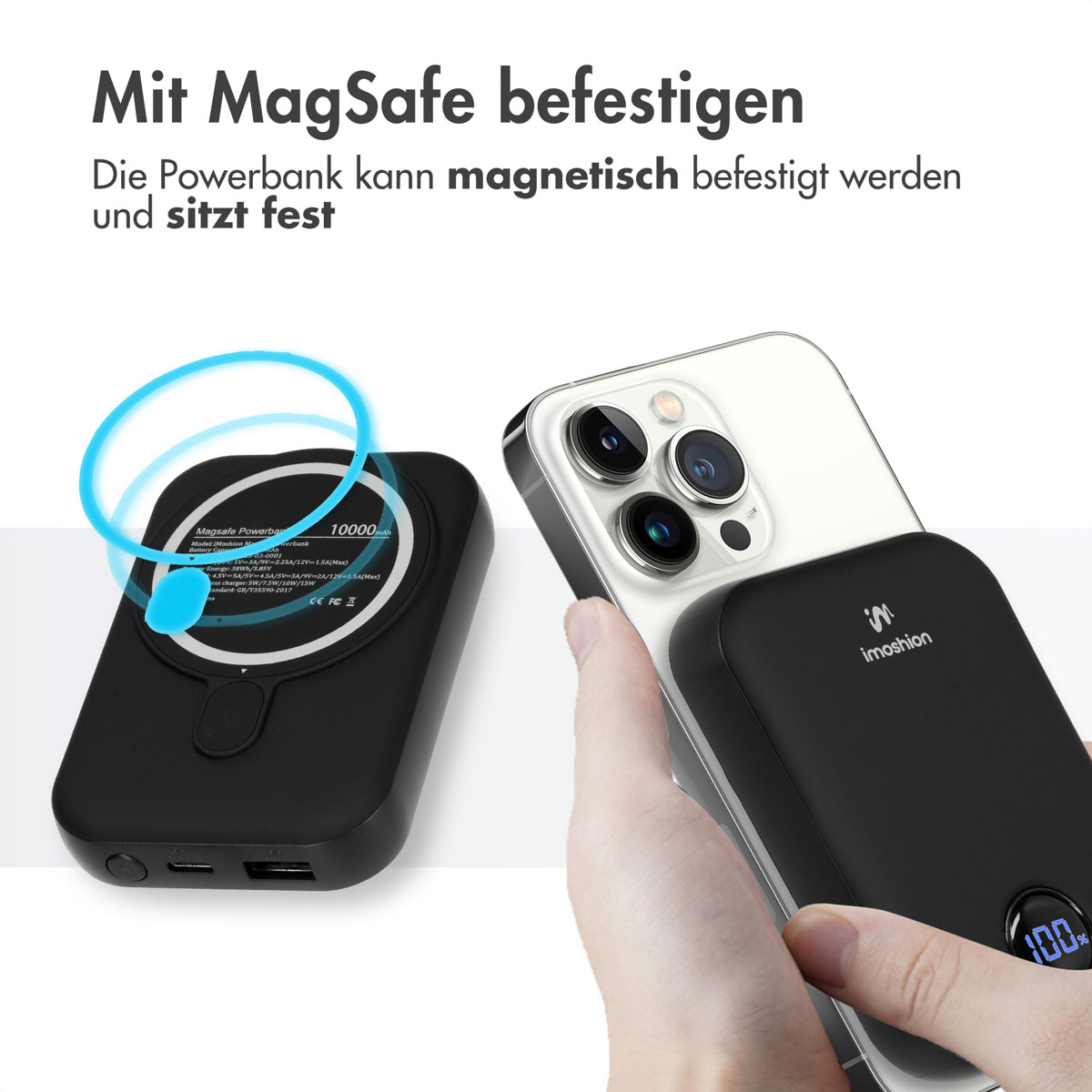 IMOSHION Power mAh Powerbank Charge Quick Schwarz 10000 Delivery MagSafe 
