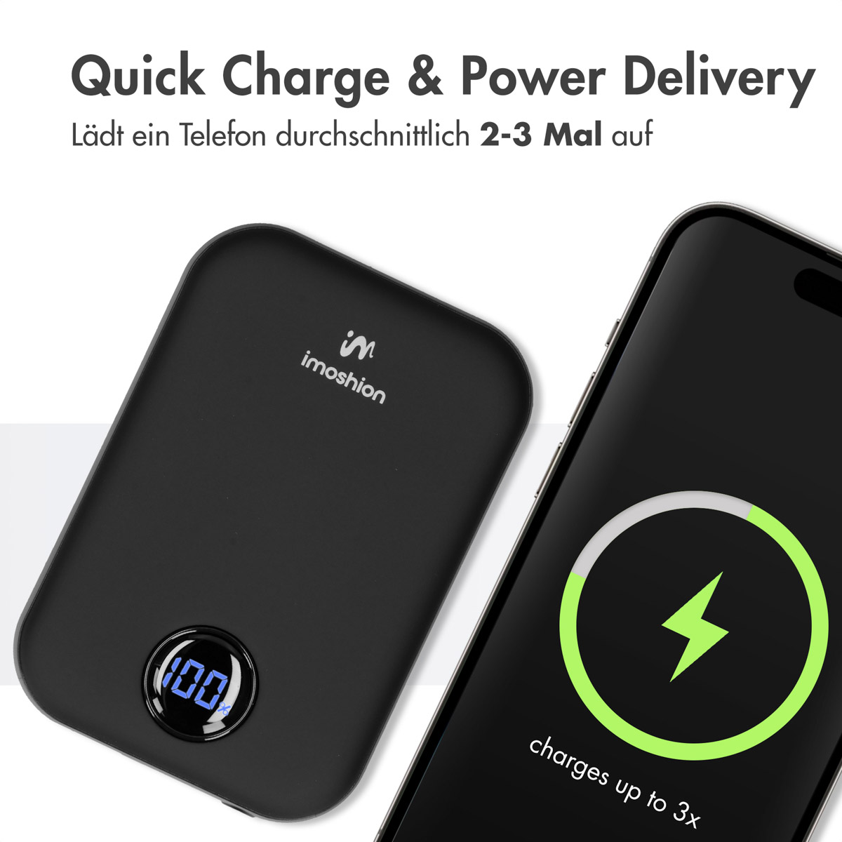 10000 Schwarz IMOSHION Powerbank Charge Power Delivery & mAh Quick MagSafe