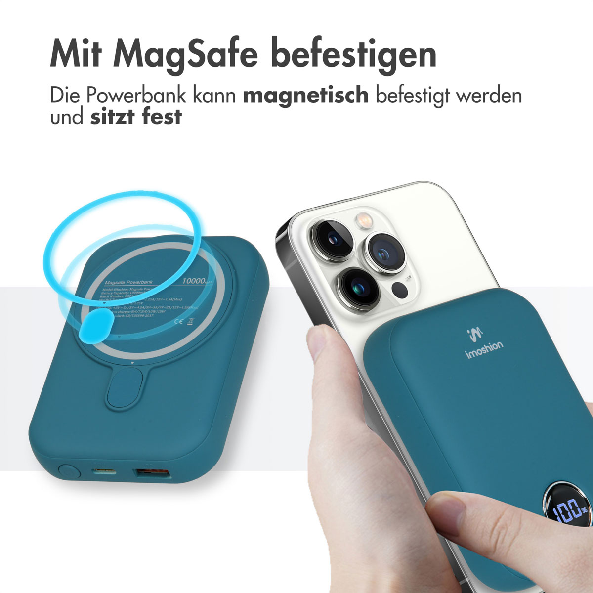 IMOSHION Power 10000 mAh Delivery MagSafe Blau Powerbank Quick Charge 
