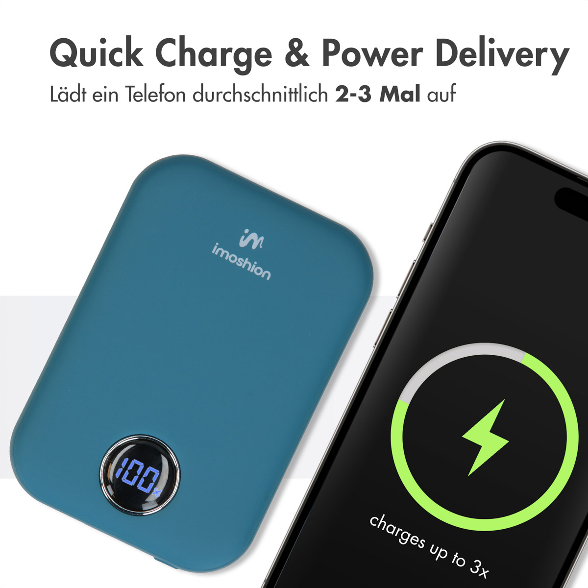 Quick Powerbank Blau MagSafe mAh IMOSHION Delivery 10000 & Charge Power