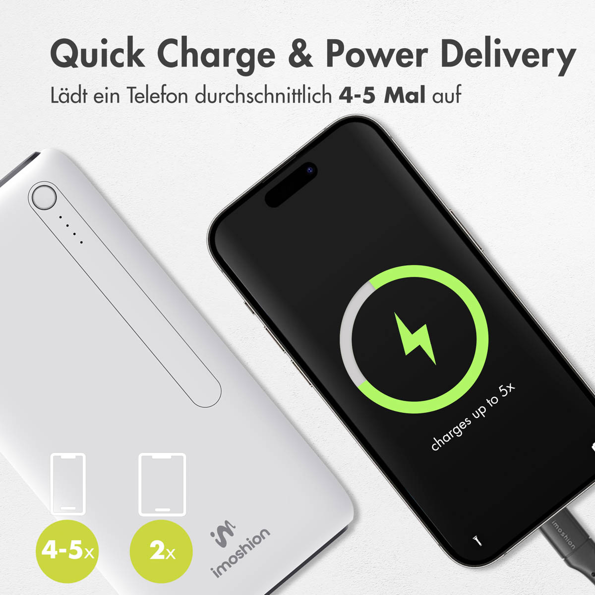 Quick 27000 mAh IMOSHION Power Weiß Charge & Powerbank Delivery
