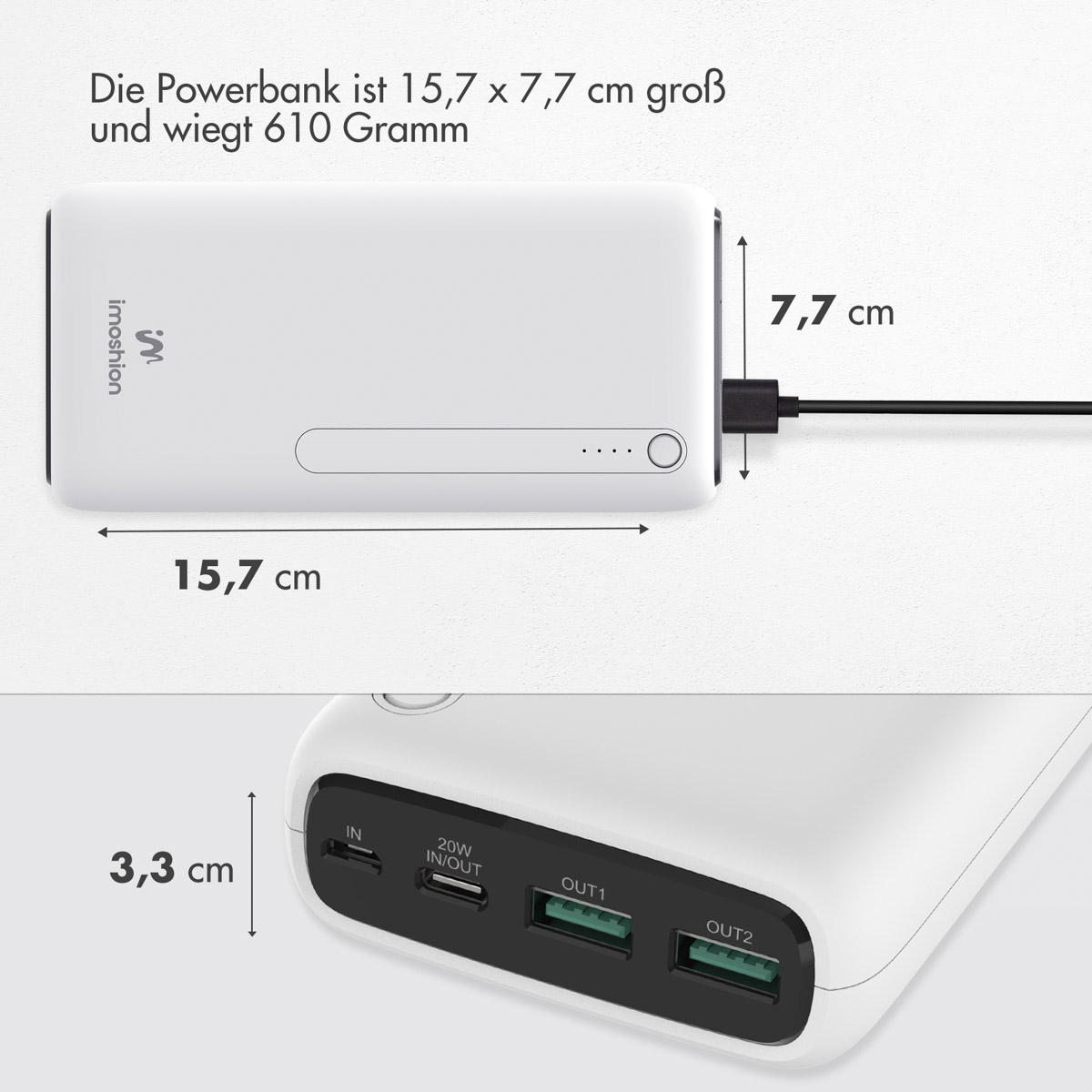 Weiß IMOSHION & Power Charge Powerbank 27000 Quick mAh Delivery