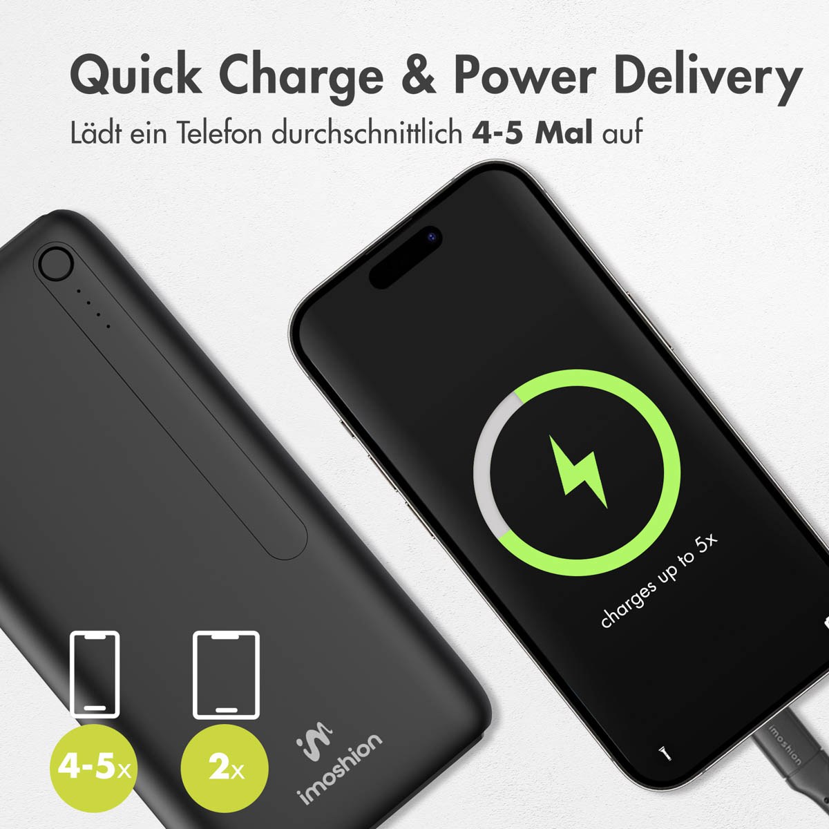 IMOSHION mAh Quick Schwarz Delivery Powerbank Power 27000 Charge &