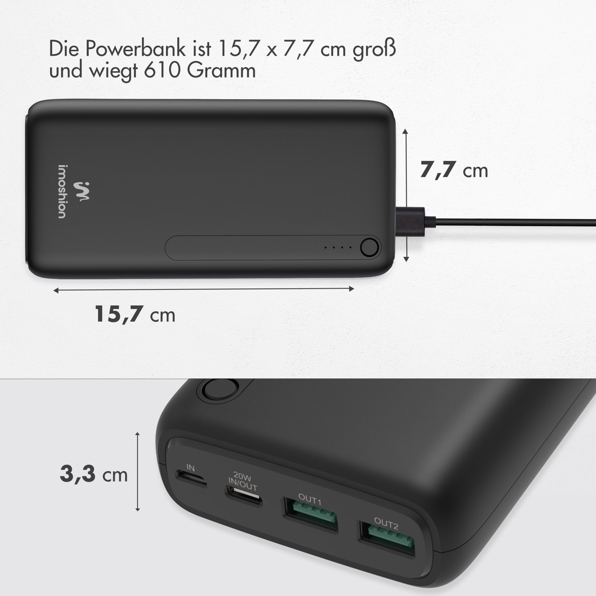 Powerbank Schwarz Quick mAh IMOSHION & 27000 Power Charge Delivery