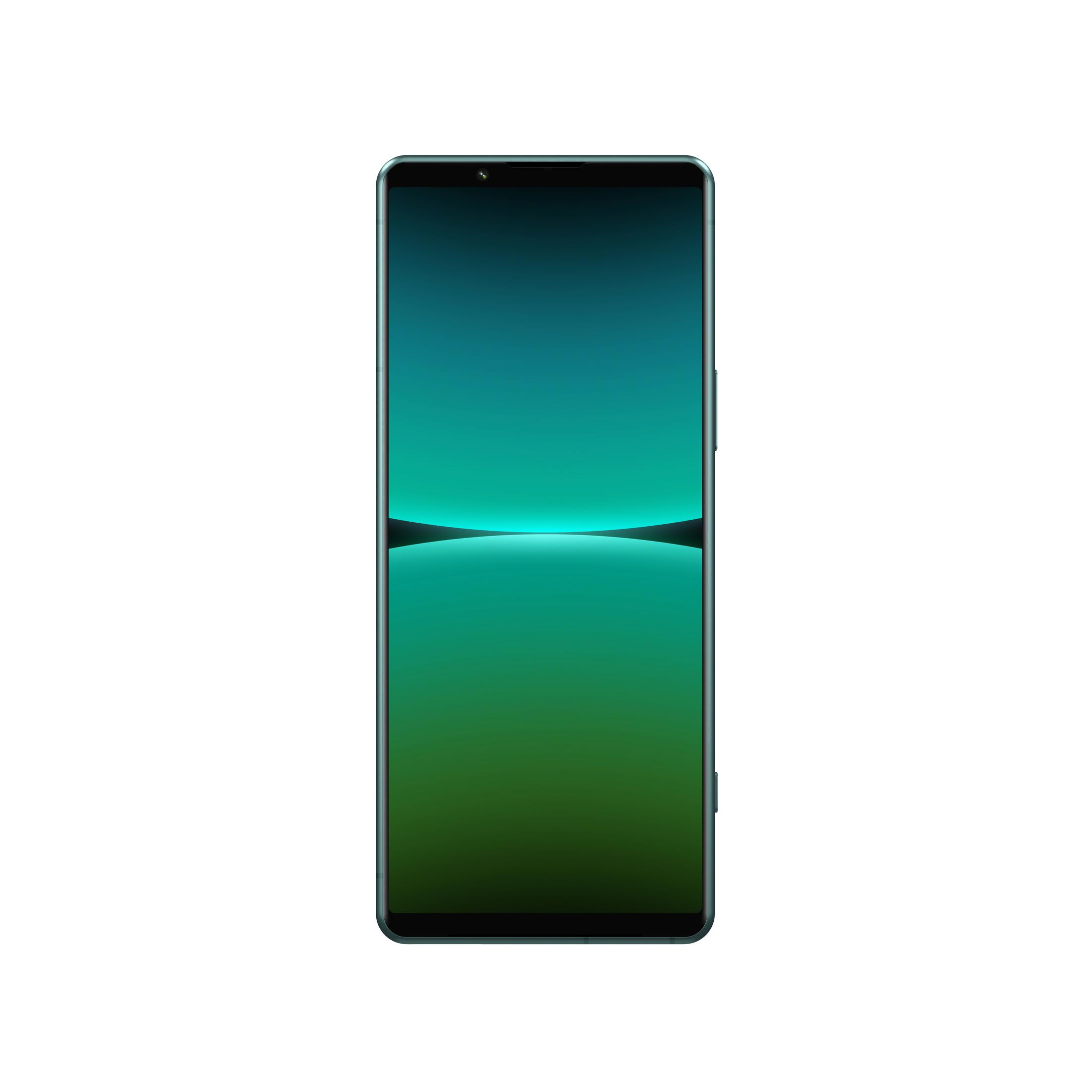 Zielony smartfon. Ekran wyświetla gradientowe tło.