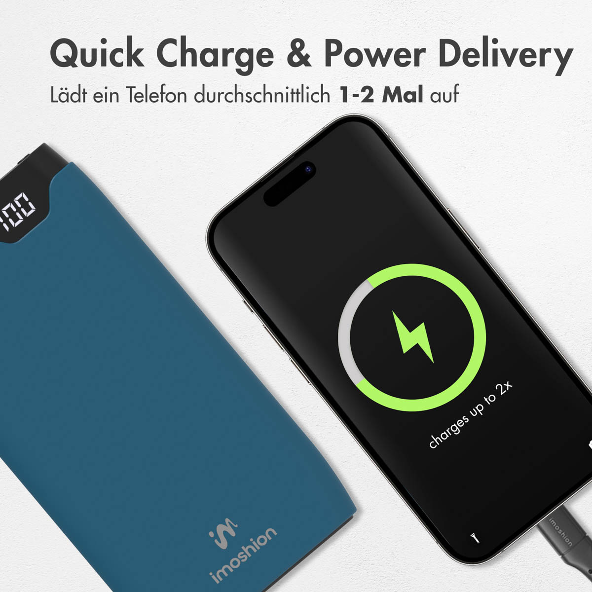 IMOSHION Power Delivery Powerbank mAh Charge Blau & 10000 Quick