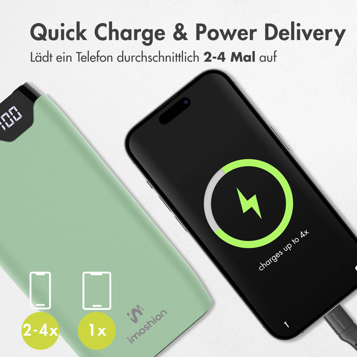 IMOSHION Power mAh 20000 Charge & Powerbank Grün Quick Delivery