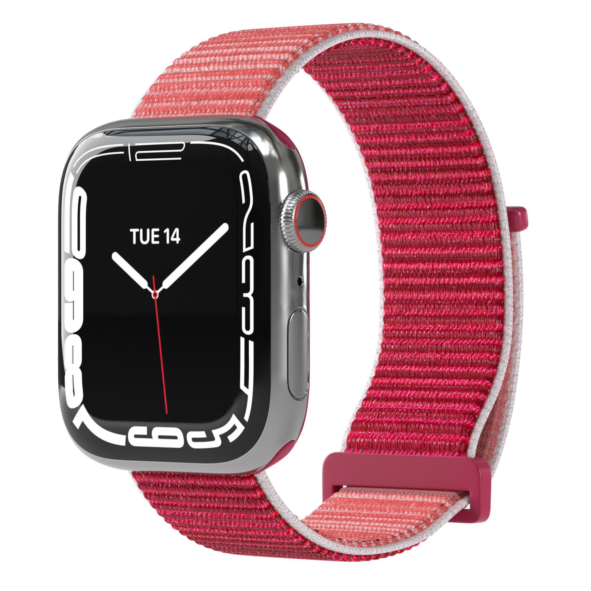 Pink Apple, Watch Watch Series Nylon SE, EAZY Rot 9/8/7/6/5/4/3/2/1; Ersatzarmband, 38mm/40mm/41mm, CASE Armband
