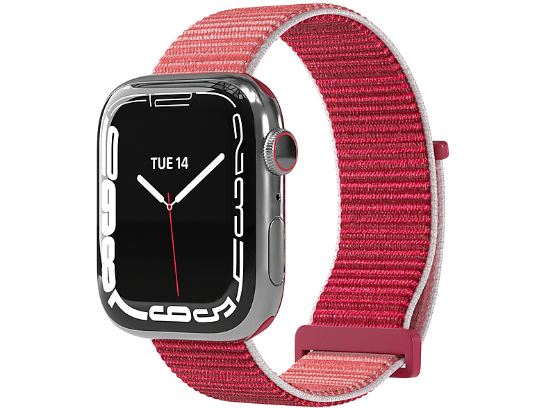 Apple, Nylon EAZY Ersatzarmband, Rot Watch Pink SE, Armband CASE 9/8/7/6/5/4/3/2/1; 38mm/40mm/41mm, Series Watch