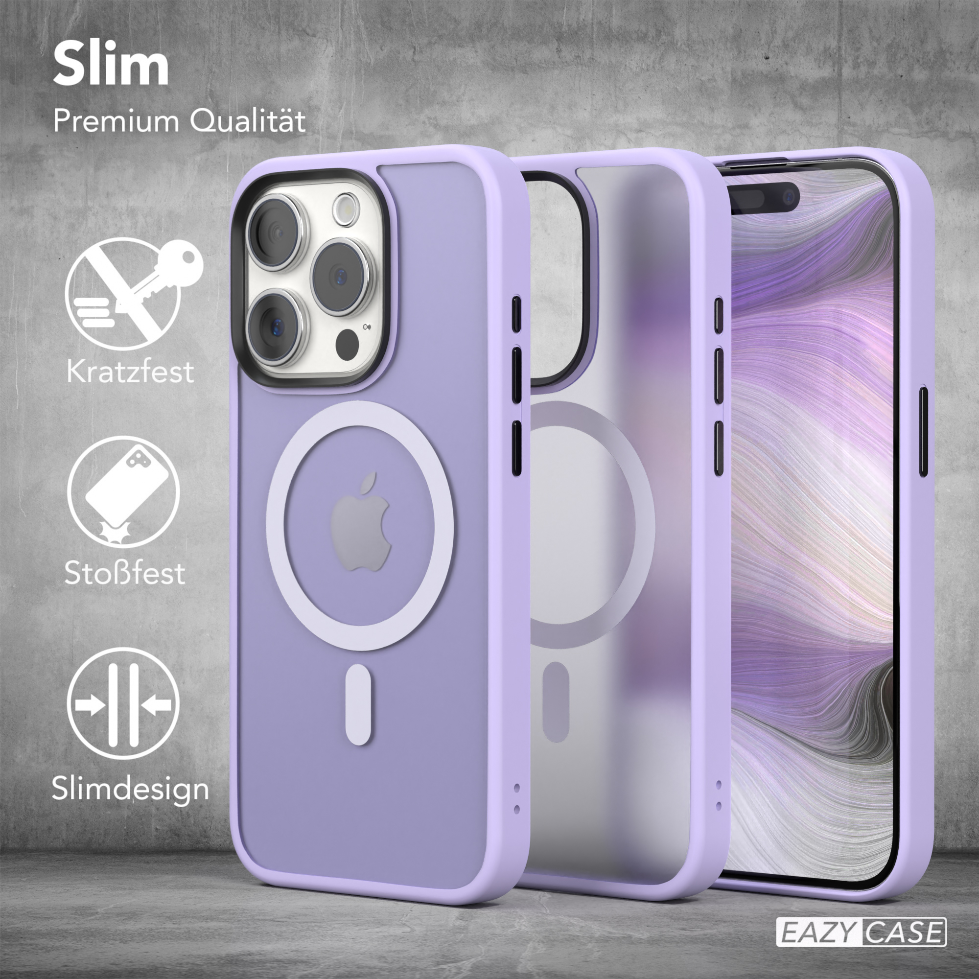 EAZY CASE Outdoor Case Matt Pro, Backcover, mit Apple, Violett MagSafe, iPhone 15