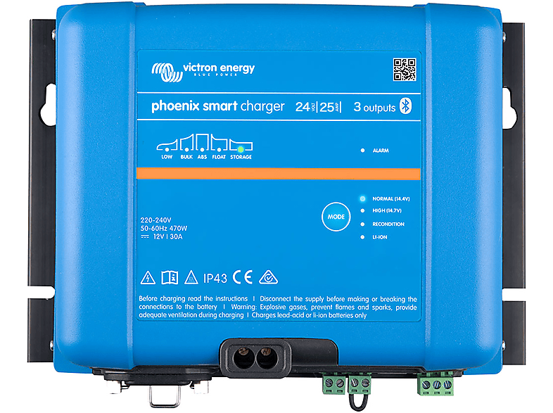 VICTRON ENERGY IP43 24/25 Phoenix Smart Ladegerät (3 Ladeausgänge) Ladegerät Universal, 24 Volt, blau