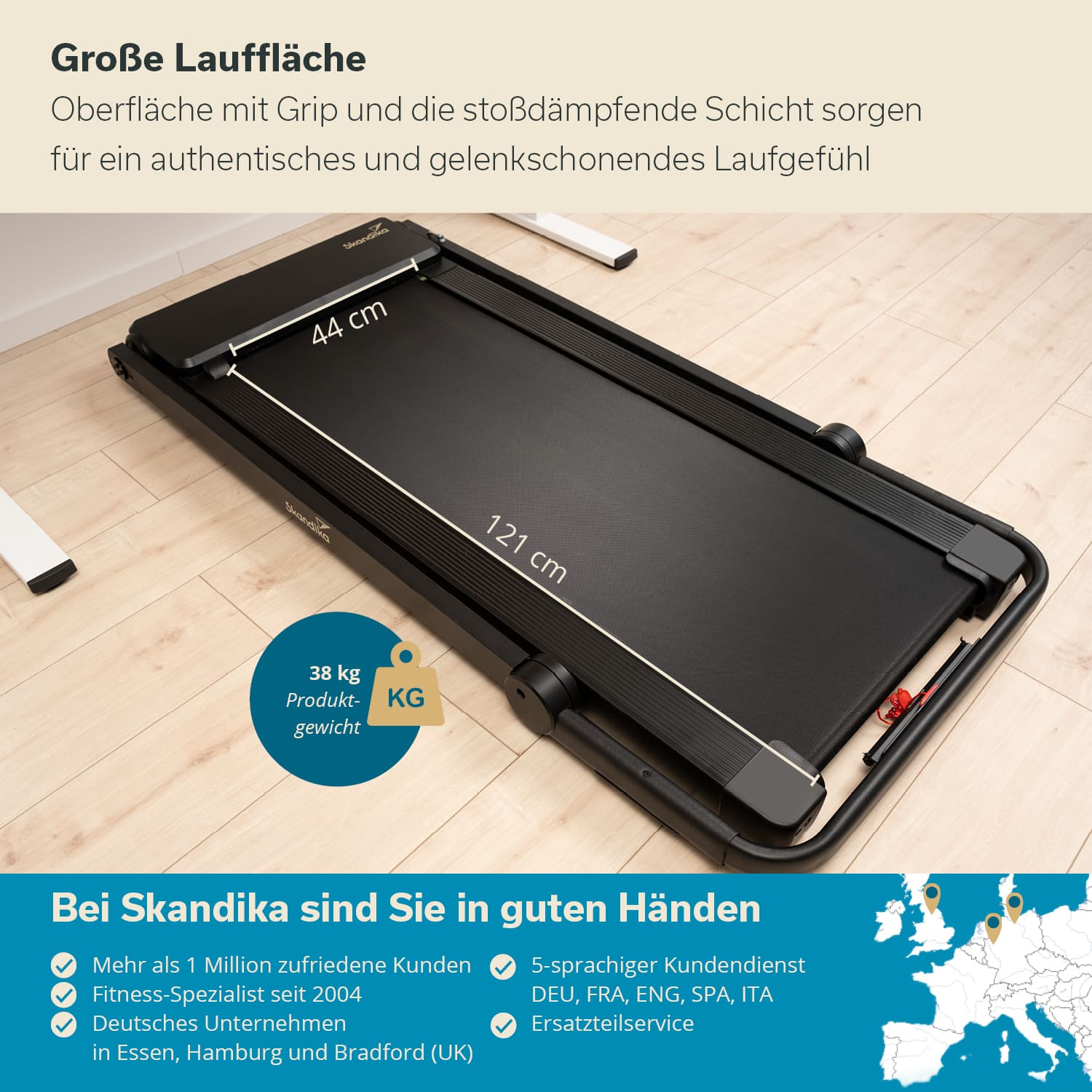 SKANDIKA Nordik K12 Bodenschutzmatte Laufband, schwarz 