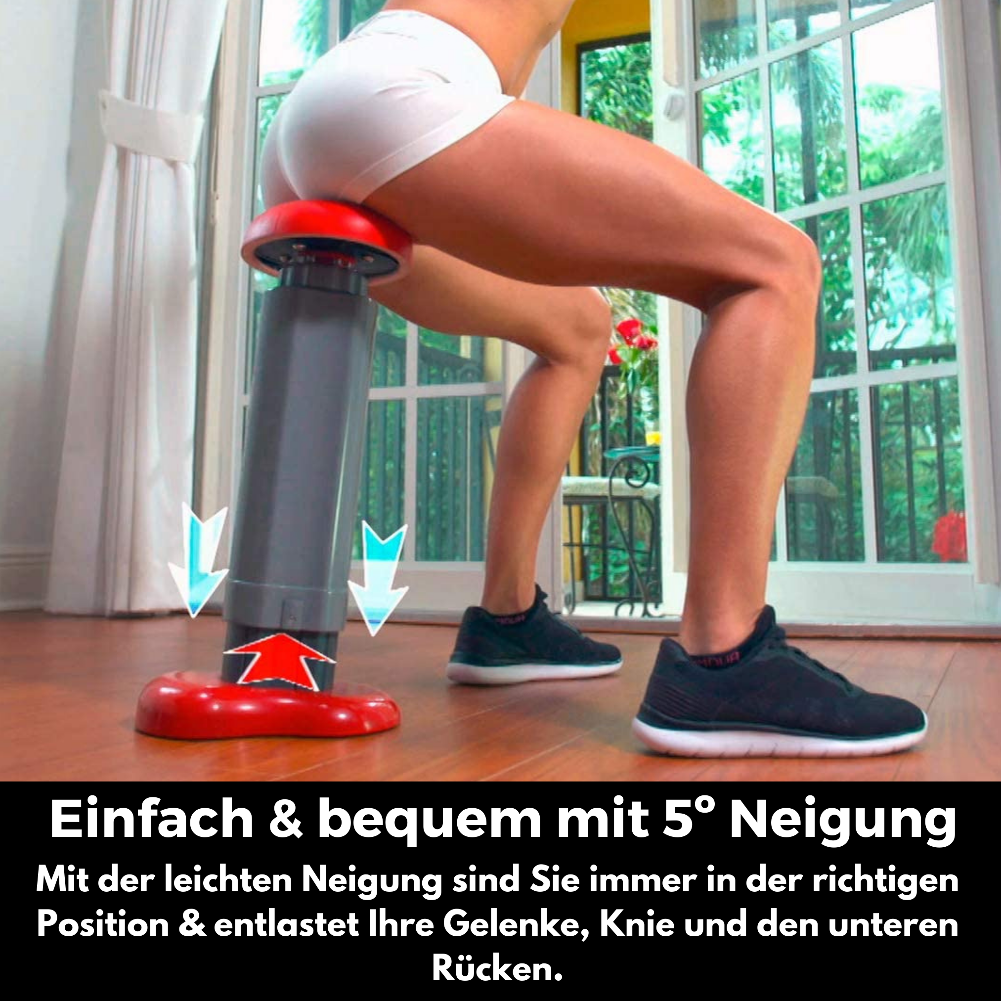 Gesäßmuskeltraining Kniebeugen Hometrainer, grau/rot Squat Beinmuskeltraning, GYMFORM Trainigsgerät, Kniebeugentrainer, - Perfect