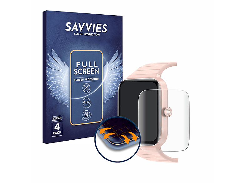 SAVVIES 4x Flex IDW5 Curved Schutzfolie(für Full-Cover 3D Fitpolo 1.8\