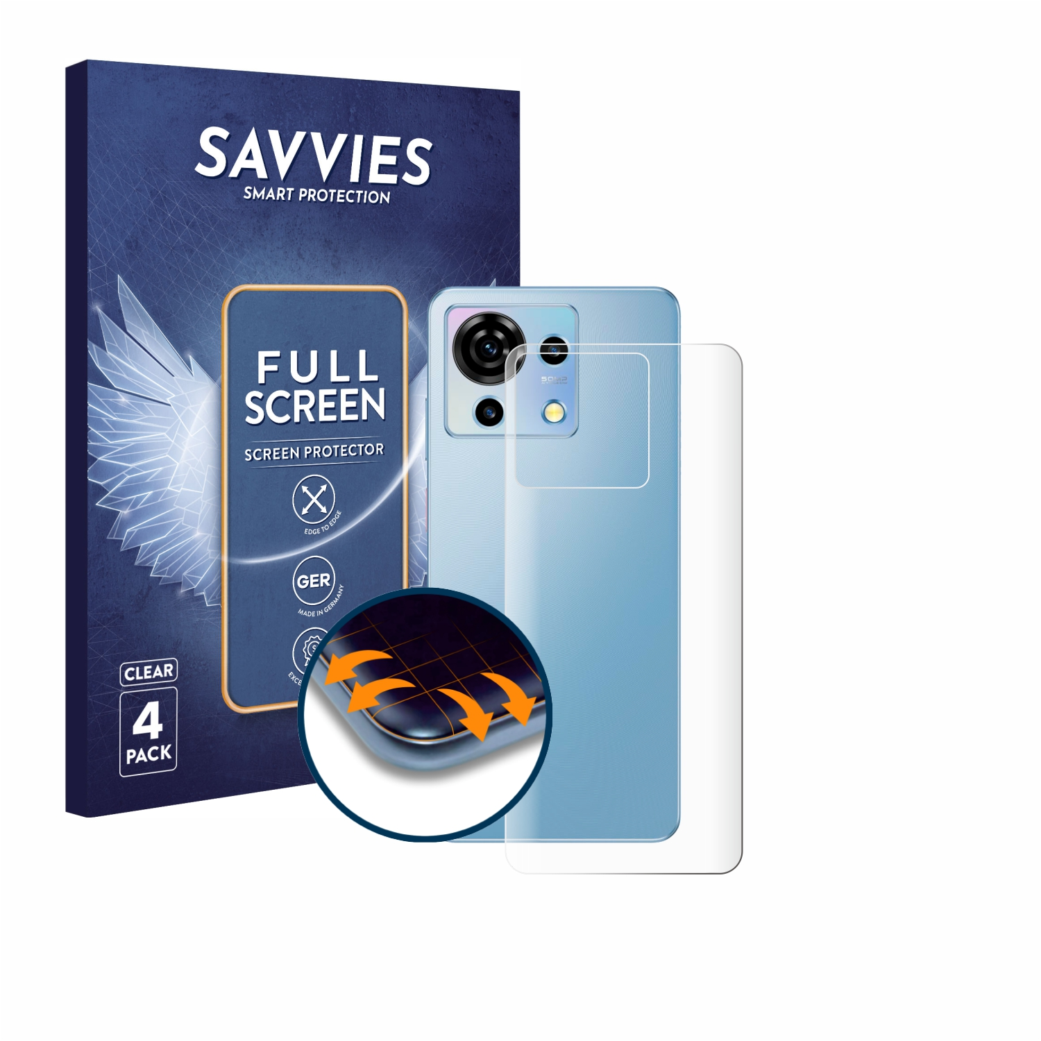 Curved Vita) Schutzfolie(für ZTE Flex Blade V50 3D SAVVIES 4x Full-Cover
