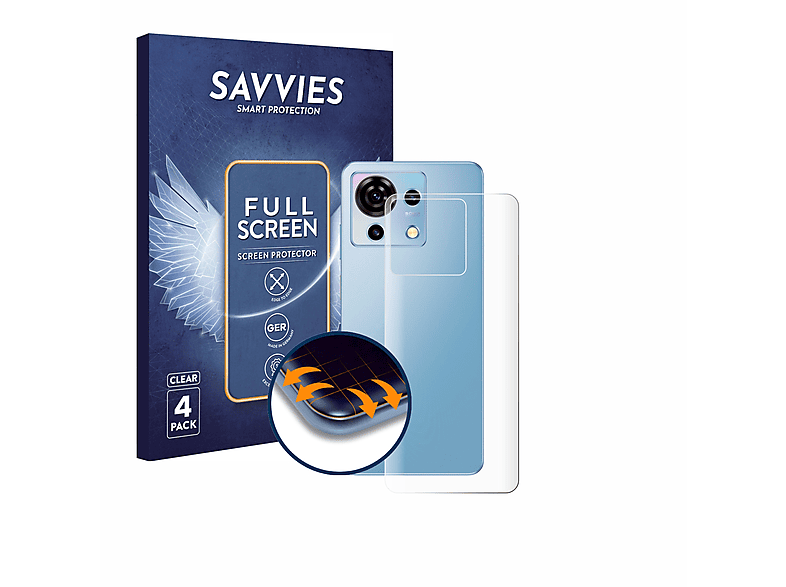 SAVVIES 4x Flex Full-Cover 3D Curved Schutzfolie(für ZTE Blade V50 Vita)