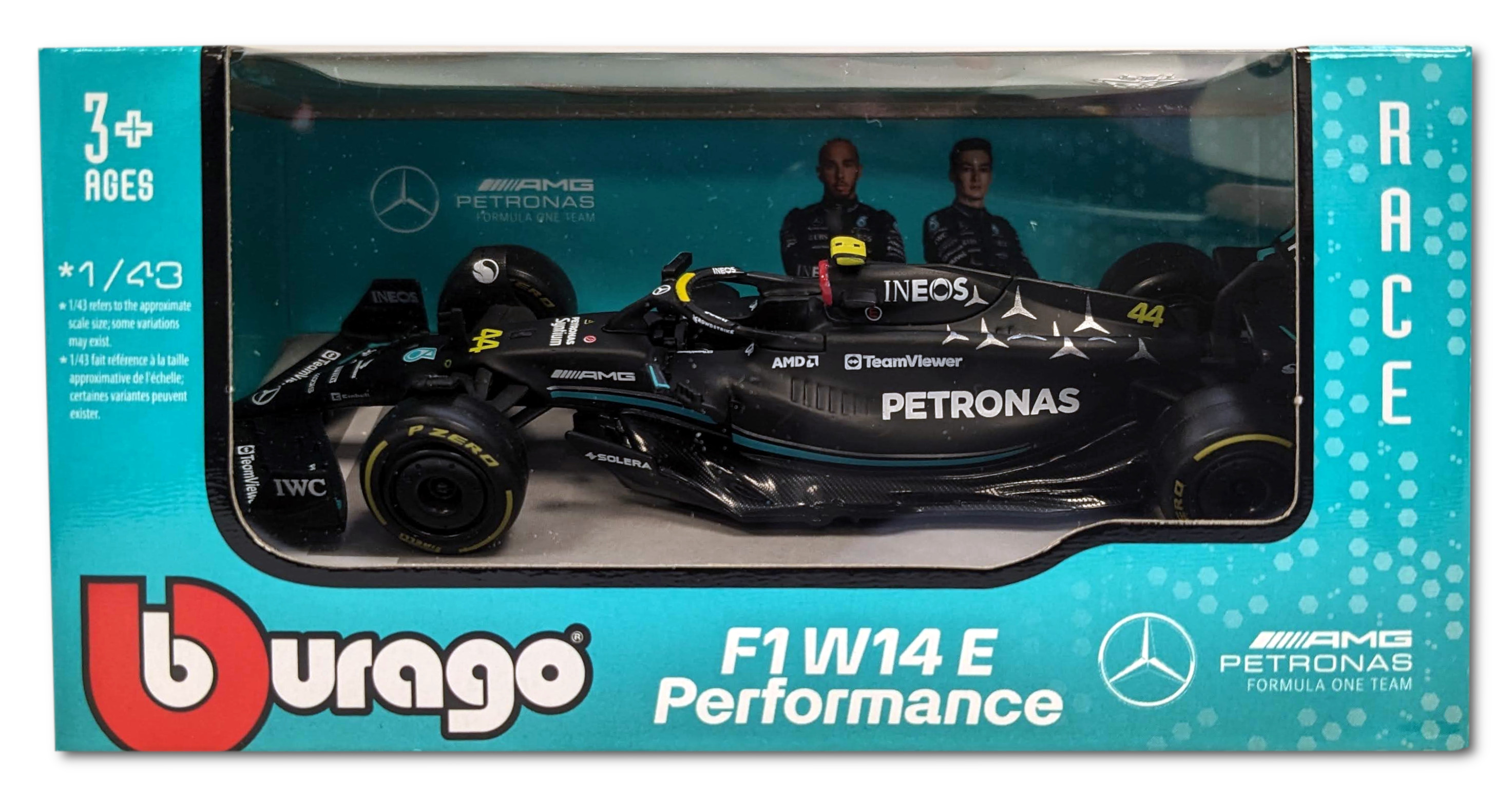 (Maßstab Hamilton 1:43) Mercedes AMG F1 Spielzeugauto #44 W14 BBURAGO \'23