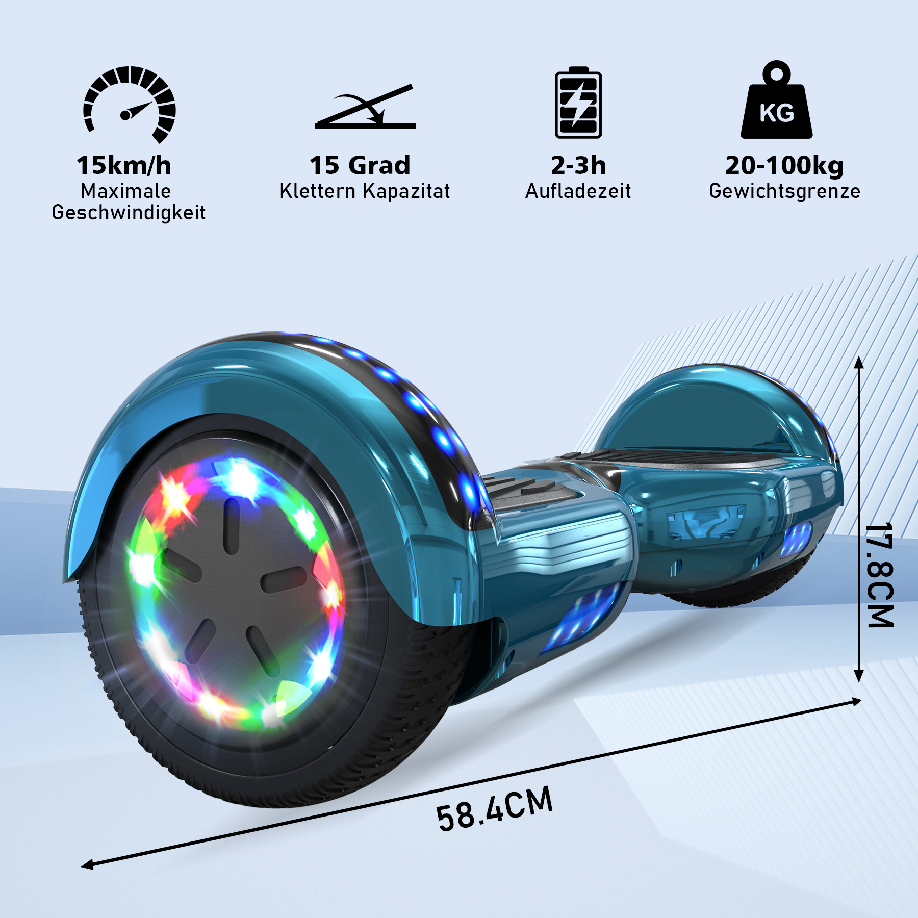 Zoll, für ChromCyan) GEEKME Kinder JD6 Hoverboard Balance (6,5 Board