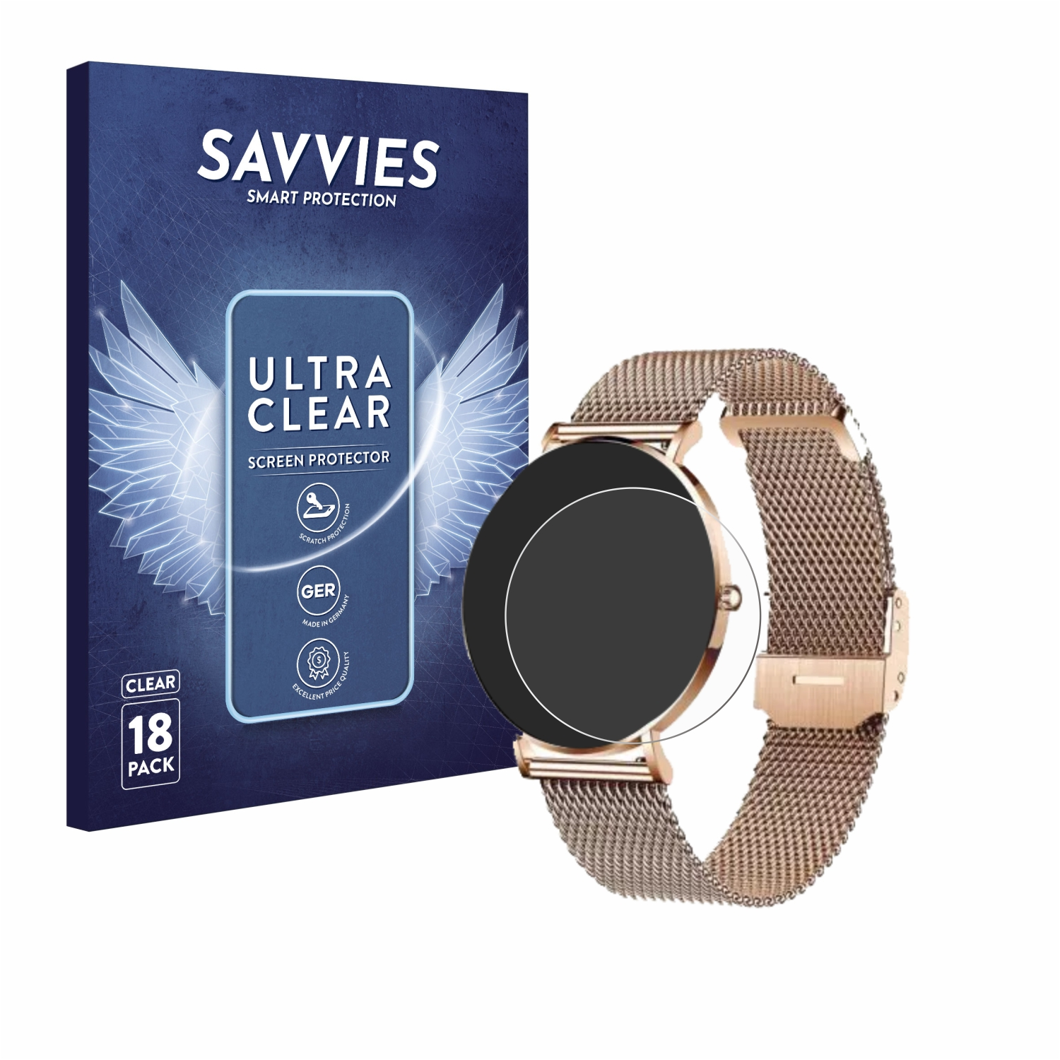 2) SAVVIES X-Watch Xcoast klare Schutzfolie(für 18x Siona