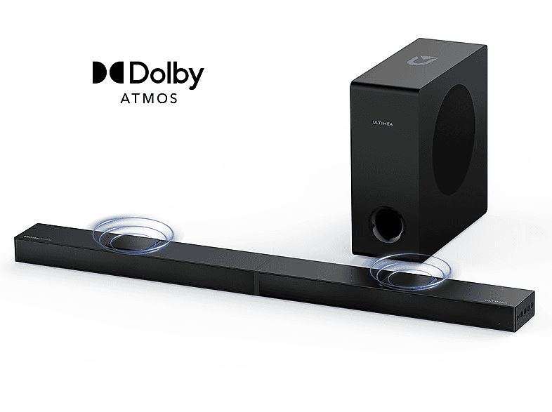 ULTIMEA Nova S70 - 3.1.2ch Dolby Atmos Soundbar für TV Geräte, 2 Up-Firing-Treiber, Spitzenleistung 390W, Soundbar, Schwarz