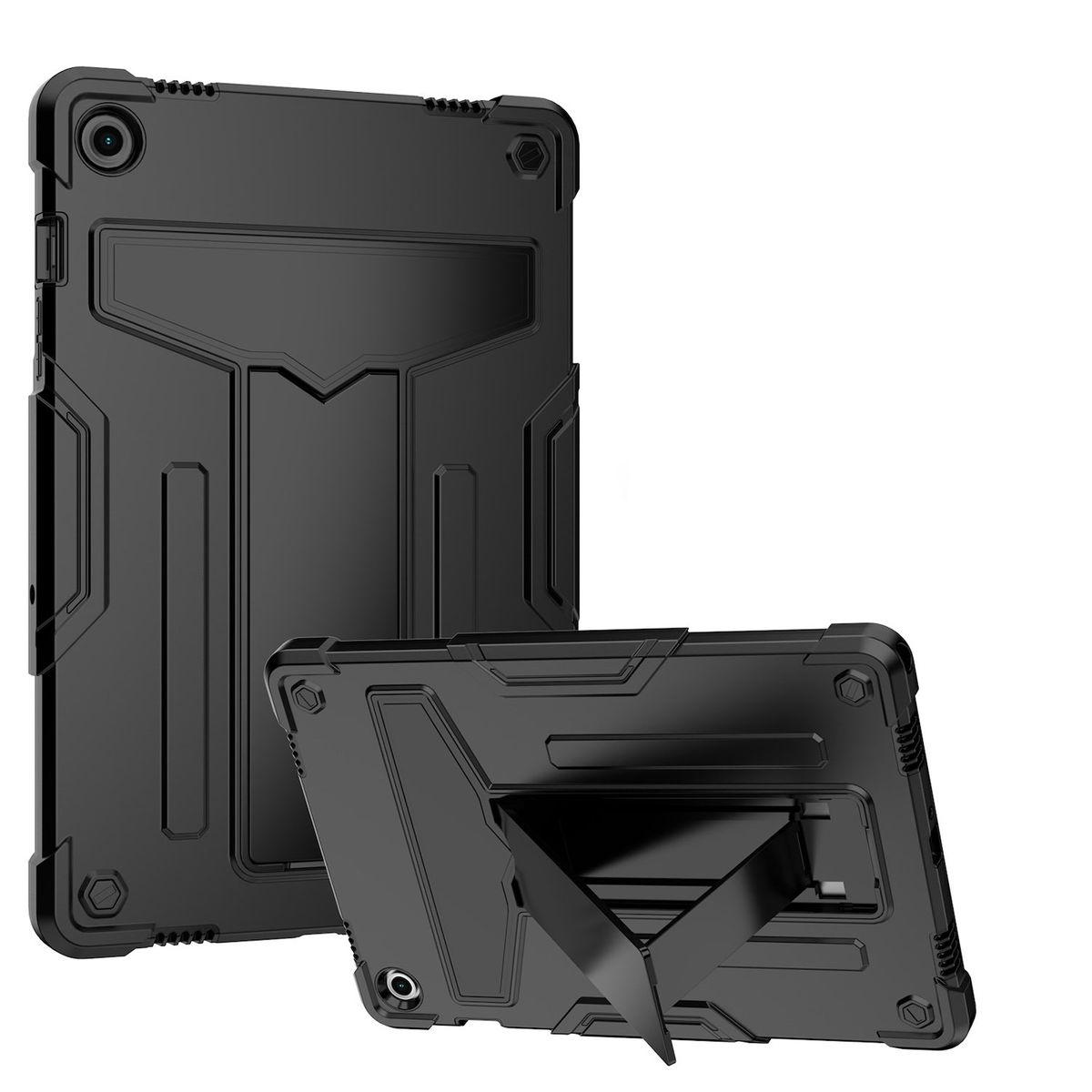 WIGENTO Silikon Schwarz Kunststoff Tablethülle Hülle mit Hybrid für Backcover / Silikon, Samsung Halterung