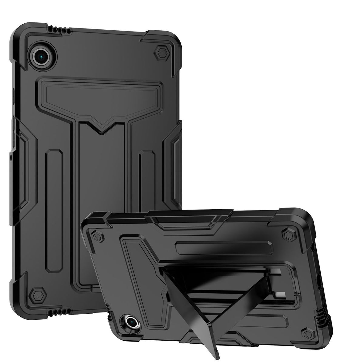 / Hülle Schwarz Kunststoff für Silikon, Samsung Tablethülle mit Hybrid Silikon Backcover Halterung WIGENTO