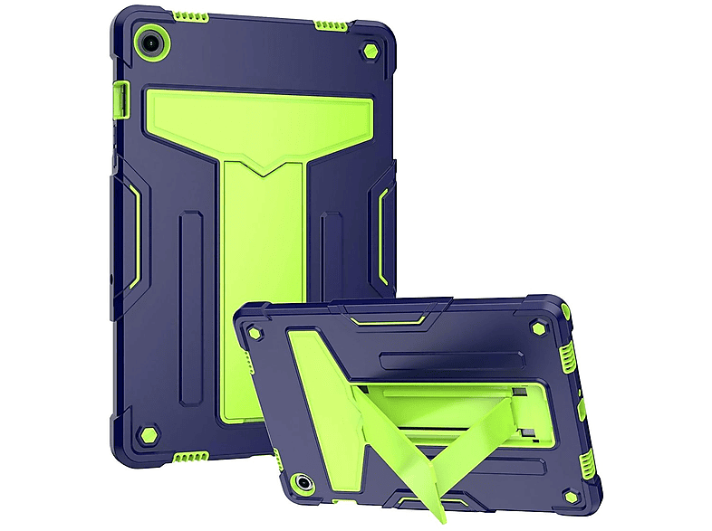 Backcover / WIGENTO Hülle Samsung Hybrid Silikon, mit Grün Tablethülle für Kunststoff Blau Silikon Halterung /