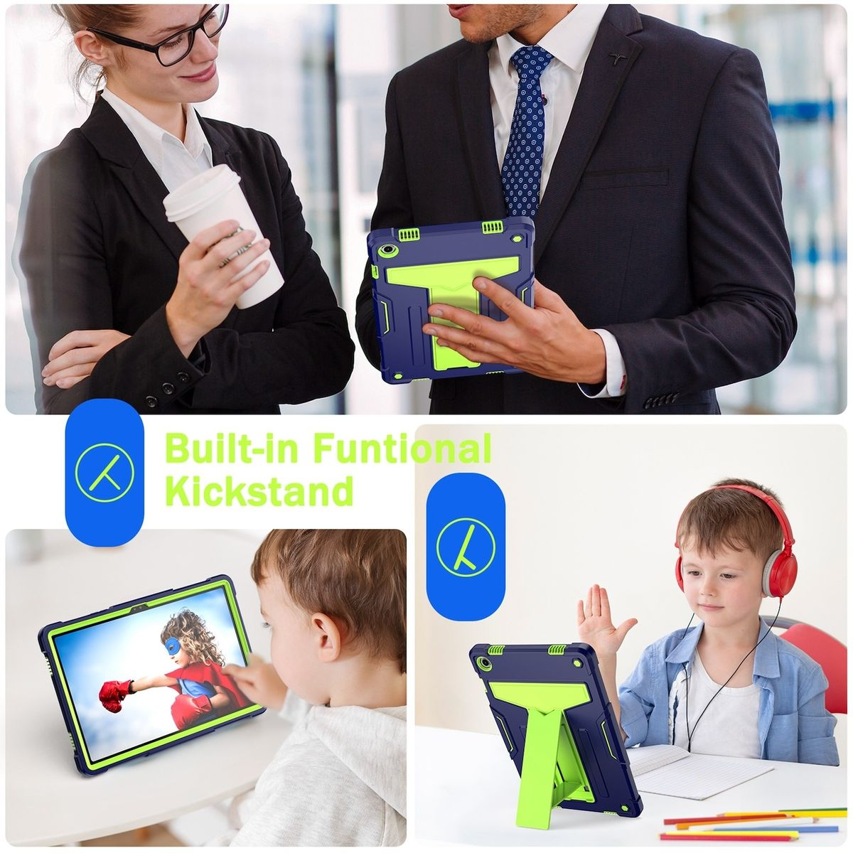 Silikon Grün / Blau / mit Backcover für Silikon, Hybrid Tablethülle Kunststoff WIGENTO Halterung Hülle Samsung