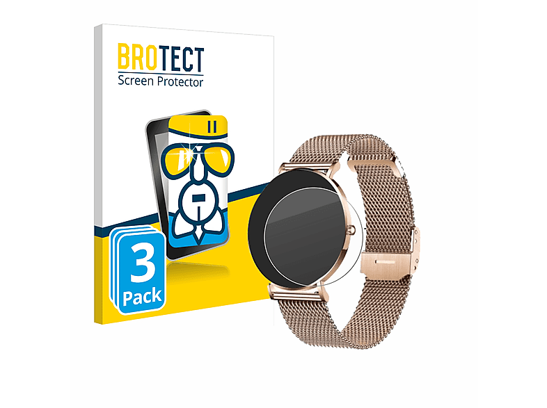 BROTECT 3x Airglass klare Schutzfolie(für Xcoast X-Watch Siona 2) | Smartwatch Schutzfolien & Gläser