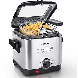 Freidora con aceite - AIGOSTAR Fries, 1000 W, Plata