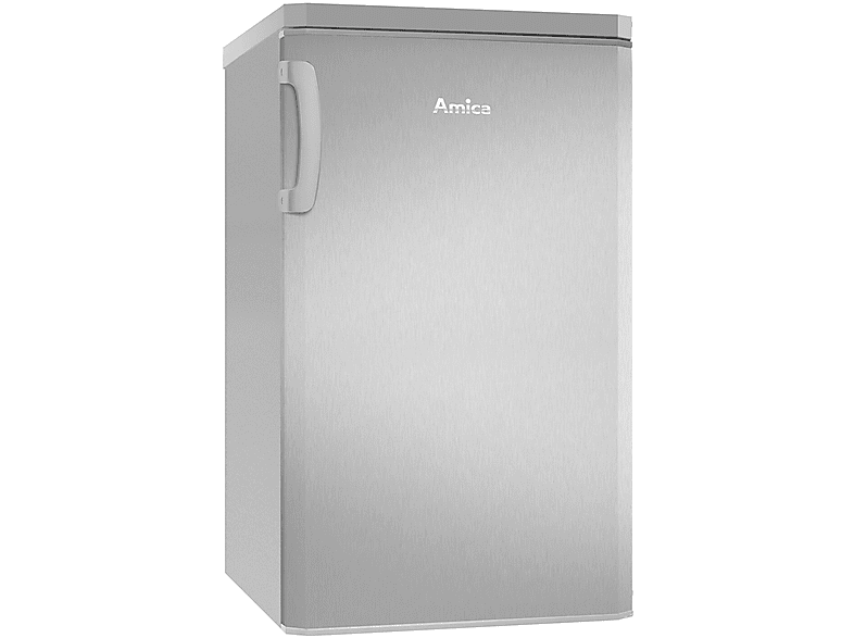 AMICA Kühlschrank mit Gefrierfach silber 108L Bürokühlschrank Kühlschrank (D, 850 mm hoch, silber)