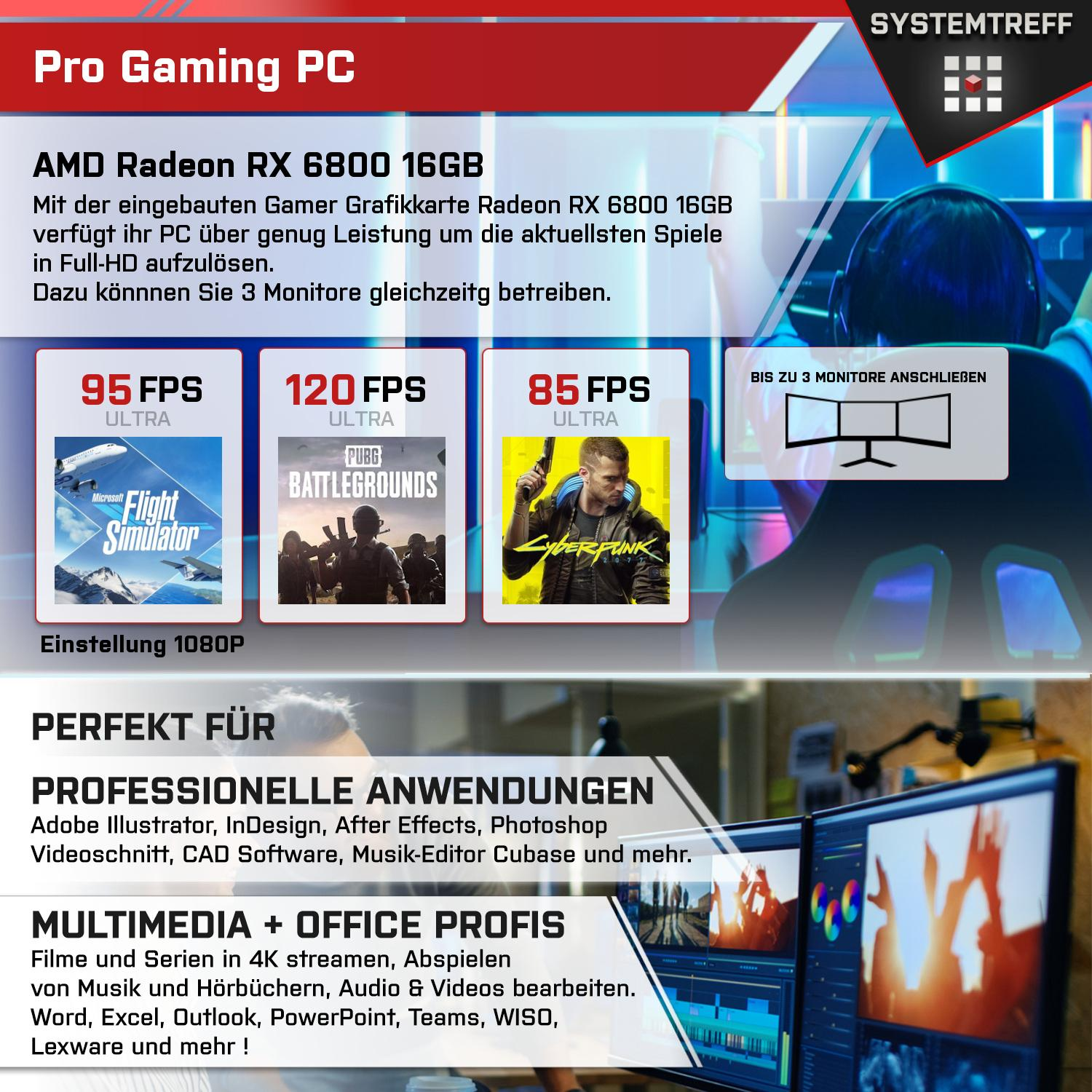 GB GB Prozessor, RX AMD i5 Gaming 1000 Radeon™ Core™ Gaming Intel® SYSTEMTREFF Core 6800 PC High-End i5-13400F, 11 Pro, 16 Intel RAM, mSSD, Windows mit