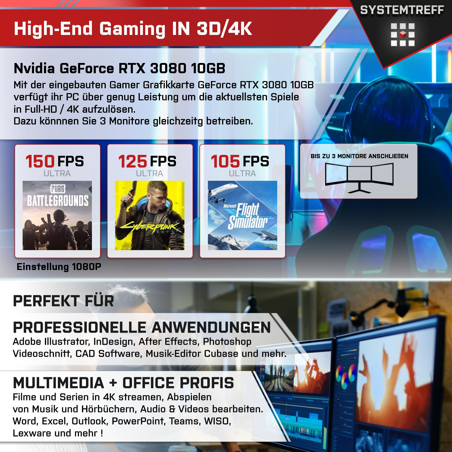 SYSTEMTREFF High-End Gaming Intel NVIDIA 3080 Windows GeForce Core™ 1000 RAM, GB mit Pro, i5 i5-13600K, 32 mSSD, PC 11 Prozessor, RTX™ Gaming Intel® Core GB