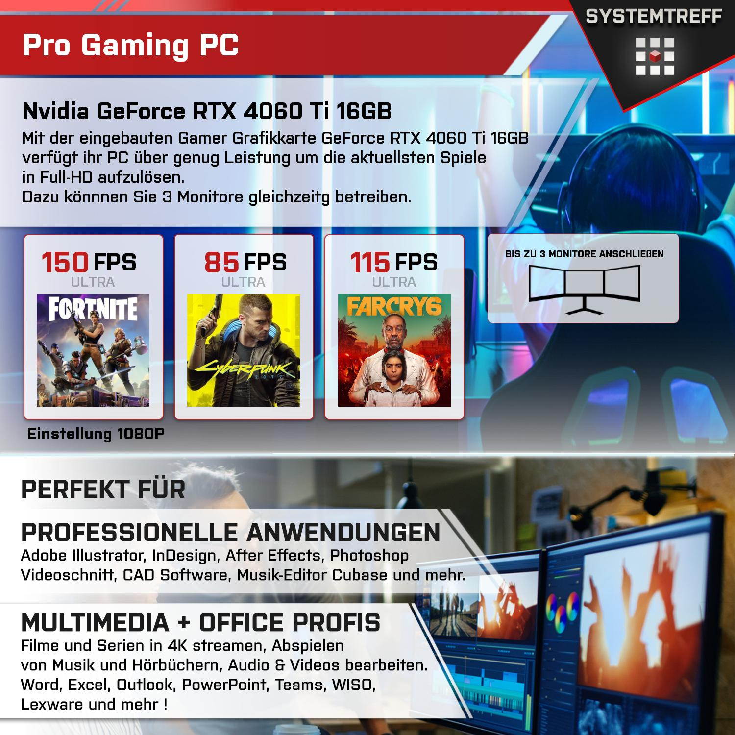 SYSTEMTREFF Pro Gaming RAM, NVIDIA AMD Gaming 11 PC 4060 7 GeForce 1000 Pro, Ryzen mSSD, 7 AMD 7800X3D, GB Ryzen™ RTX™ GB Prozessor, mit 32 Ti Windows