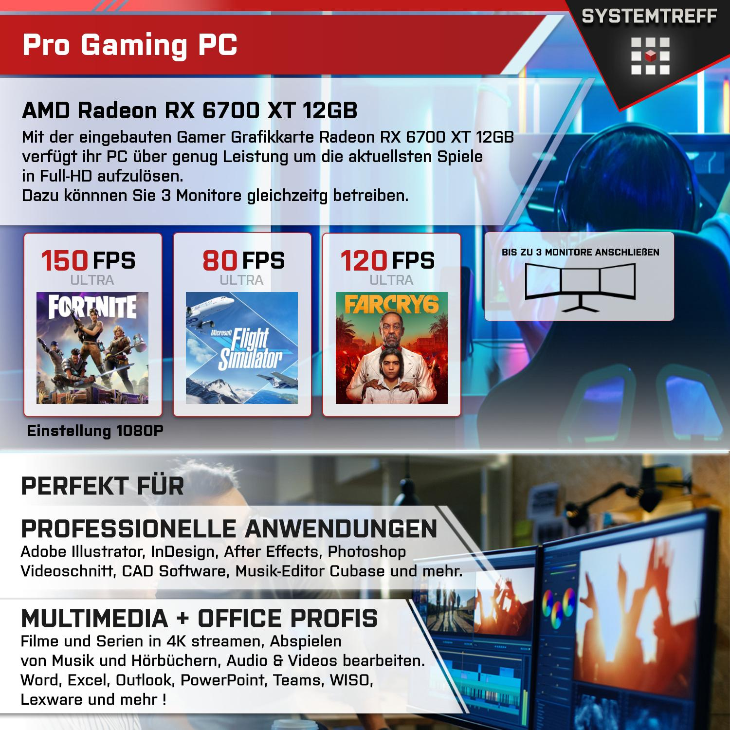SYSTEMTREFF Gaming 12GB Intel XT GB AMD Komplett GB Komplett i7-11700K mit mSSD, 6700 32 GDDR6, Prozessor, i7-11700K, GB RAM, 12 RX 1000 Core Radeon PC