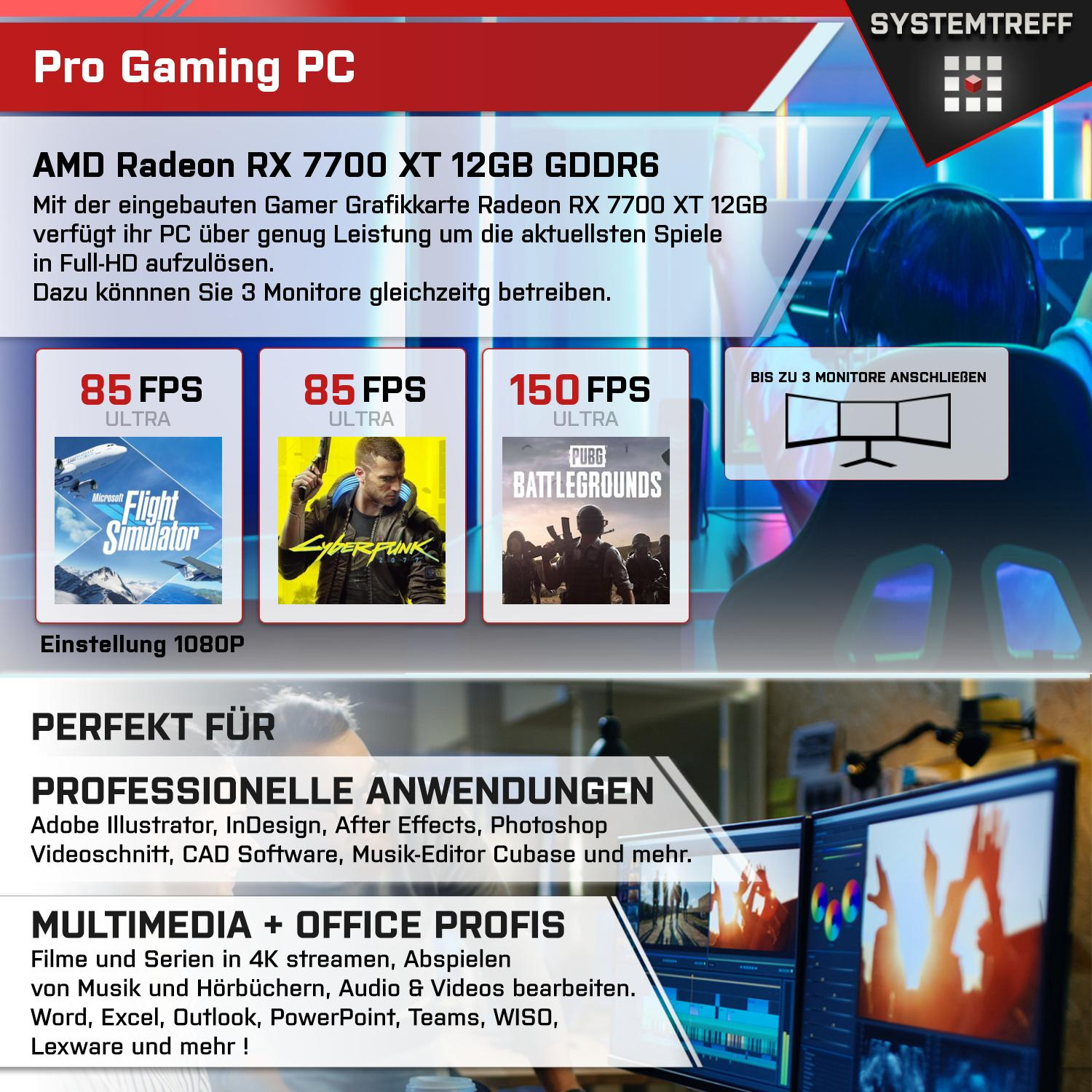 SYSTEMTREFF Pro Gaming Intel 11 i7-12700KF, GB GB Gaming 7700 Radeon™ 1000 mit i7 mSSD, Prozessor, XT Pro, Core AMD Intel® RX 32 PC RAM, Windows Core™