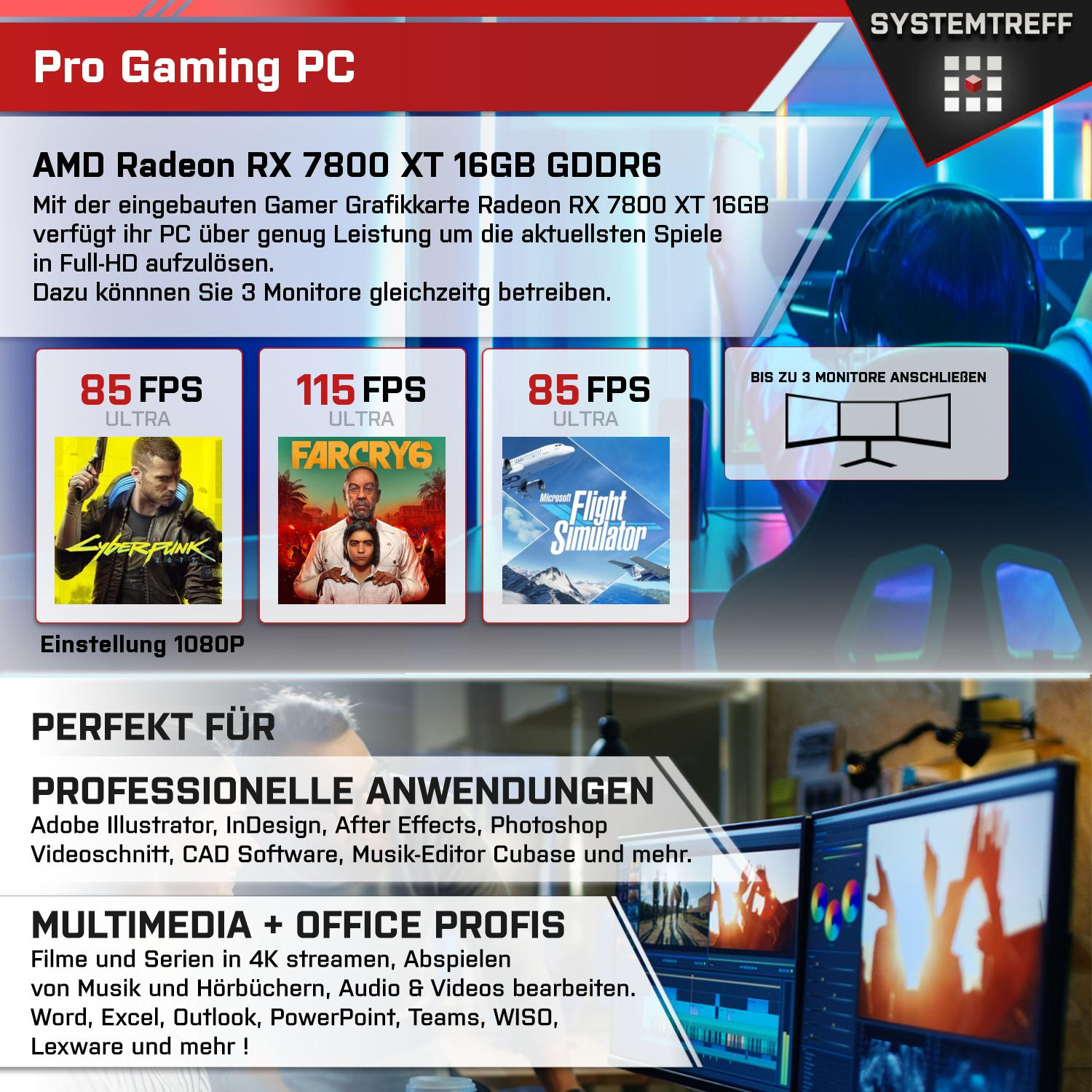 SYSTEMTREFF Pro Gaming Intel AMD Windows i7 11 PC RAM, Gaming 7800 XT RX Core Core™ Pro, GB GB Prozessor, Radeon™ Intel® 32 i7-13700F, mit mSSD, 1000