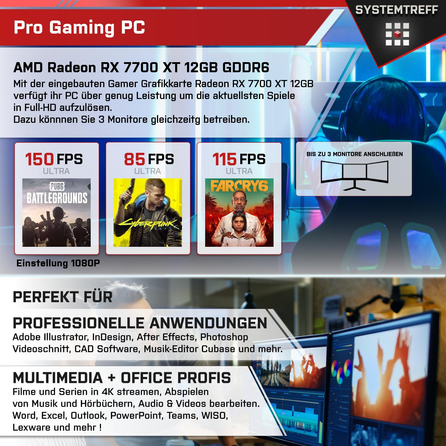 RX GB mit AMD 7950X3D, Prozessor, Pro 32 Radeon™ Ryzen SYSTEMTREFF Gaming Gaming mSSD, PC 7700 XT 11 GB AMD Windows RAM, Ryzen™ 9 AMD Pro, 1000 9