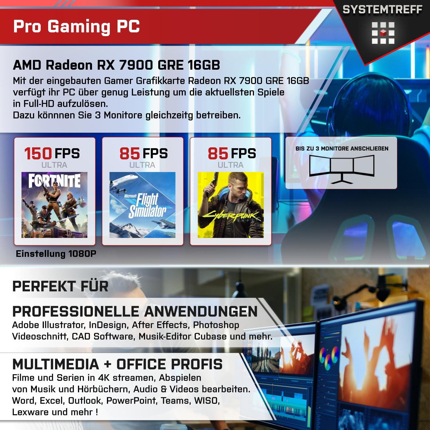 SYSTEMTREFF Gaming GB mSSD, mit GB 7700X Ryzen Prozessor, Komplett 1000 16 RAM, PC 7 AMD 7700X, Komplett GB 32