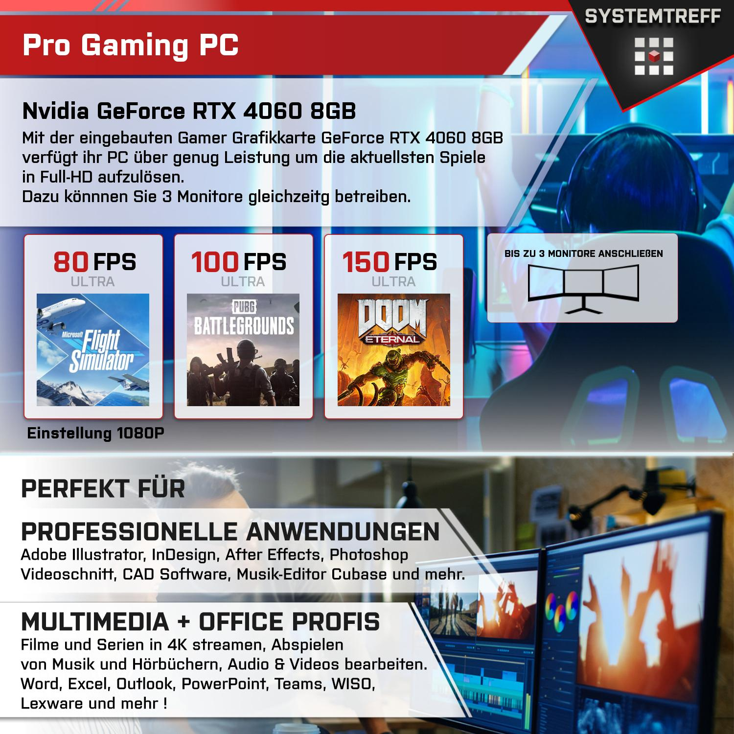 Pro, GB 5 RTX™ 4060 Gaming PC RAM, AMD mSSD, AMD SYSTEMTREFF Prozessor, 16 mit 11 Windows Ryzen GeForce 3600, GB Pro 5 NVIDIA 512 Gaming Ryzen™