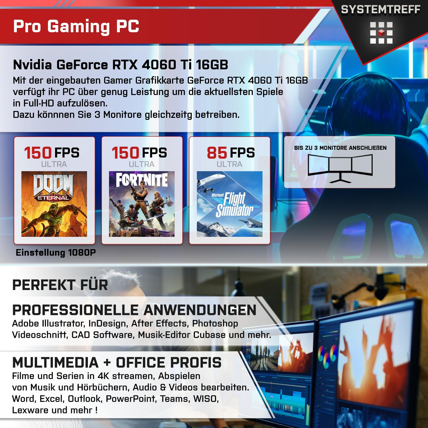 SYSTEMTREFF Pro RTX™ Windows 1000 16 Ti GB Prozessor, Core™ Pro, i5 GeForce i5-13600K, Gaming Gaming mSSD, PC NVIDIA Intel 11 4060 mit RAM, GB Intel® Core