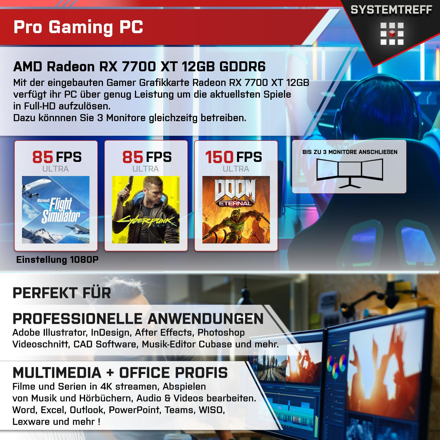 SYSTEMTREFF Gaming Komplett Core Prozessor, mSSD, GB RAM, i7-12700K Intel mit i7-12700K, Komplett PC 12 GB 32 GB 2000
