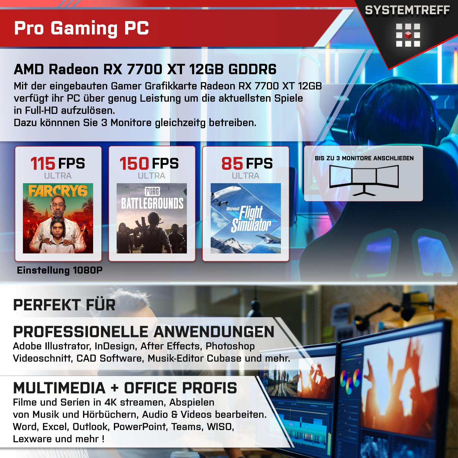 SYSTEMTREFF Pro 11 AMD Gaming mit 1000 RX GB 32 GB 7700 i5-13600K, XT Core Intel® mSSD, Core™ Radeon™ Prozessor, RAM, PC Intel Gaming Windows i5 Pro