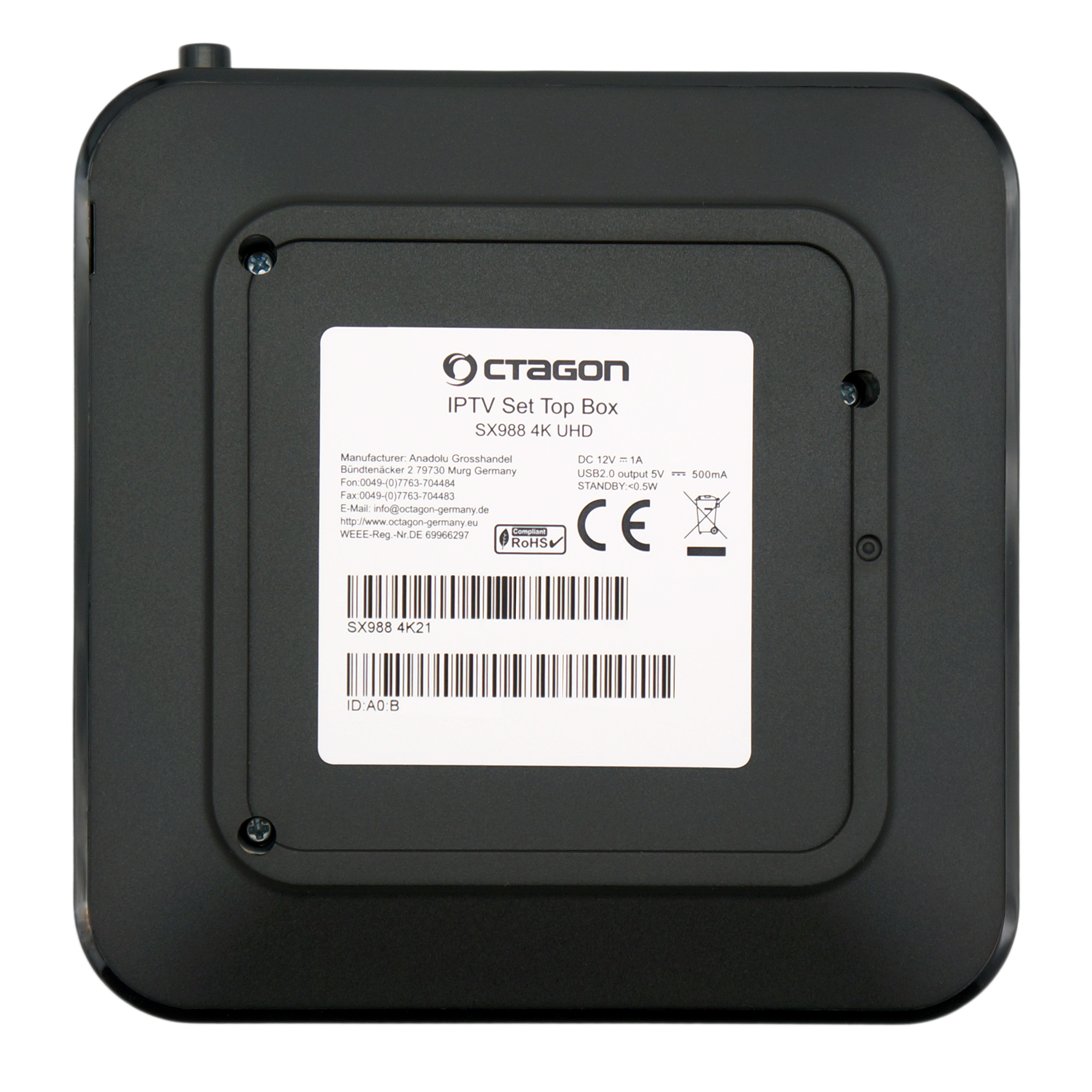 OCTAGON IPTV Set-Top UHD (Schwarz) Receiver Stick SX988 WLAN IP TV Box Smart 300Mbit UHD IP + 4K 4K